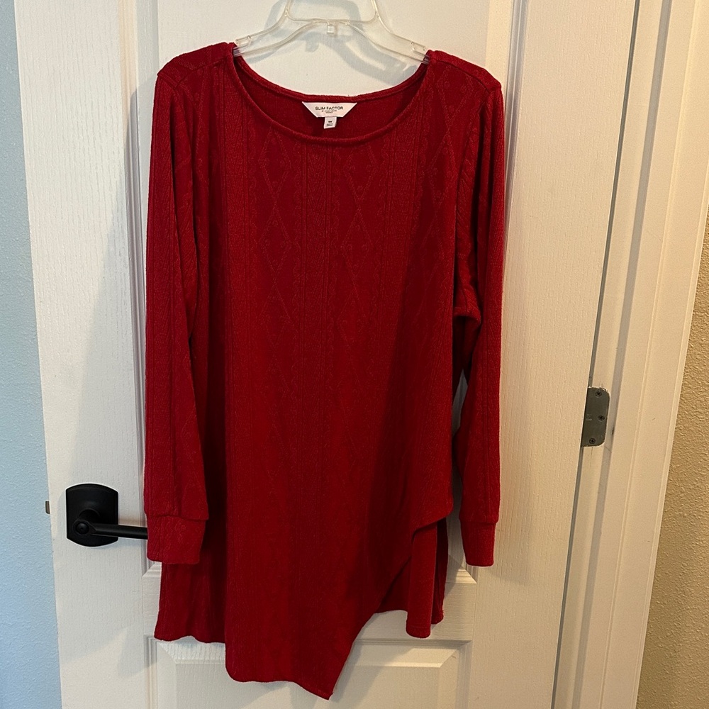 Investments Red Asymmetrical Tunic